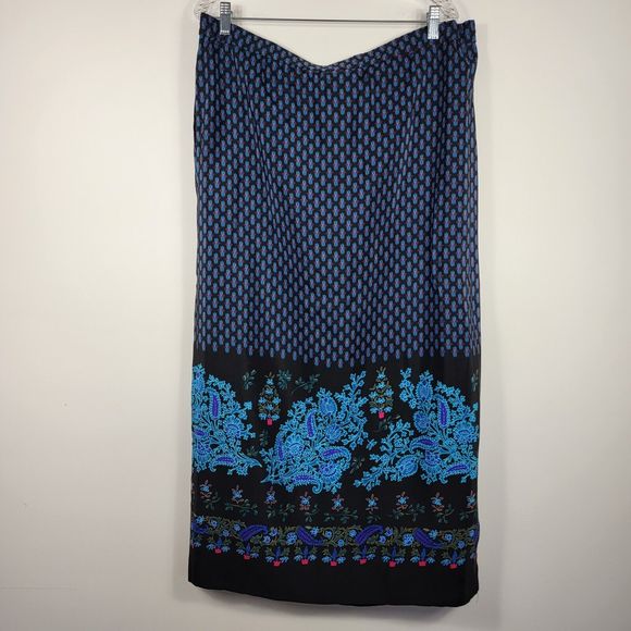 Vintage DVF Diane Von Furstenberg Blue Silk Wrap Skirt Women's Size Large - Picture 7 of 7
